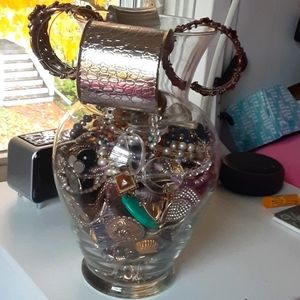 Jewelry  Jar with costume jewelry.